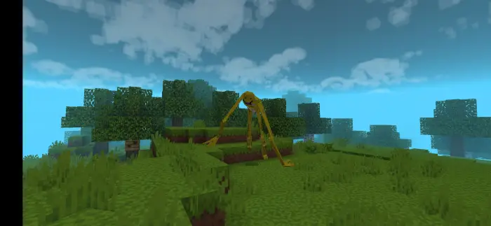 Yellow AI creature stands on grassy hilltop
