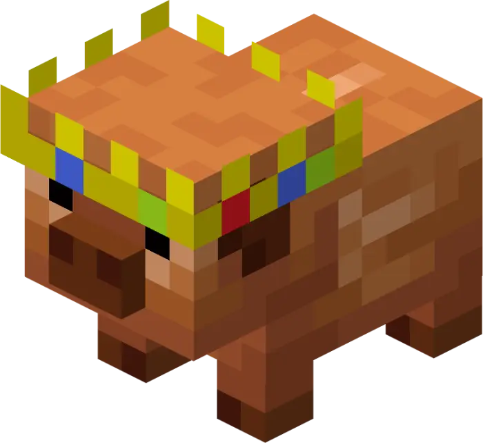 Pig wearing a pixel crown tribute.