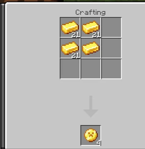 Four gold ingots crafting gold coins