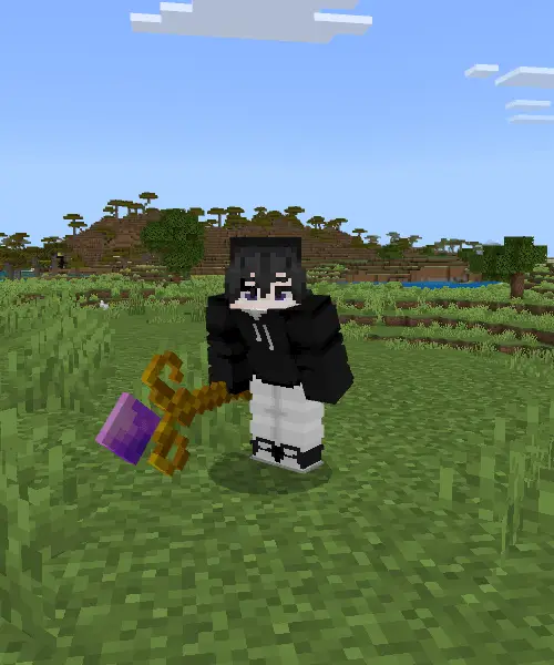 Character companion holding a unique weapon.