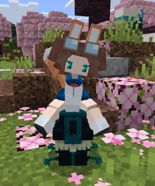 Blocky bunny-eared companion on grass