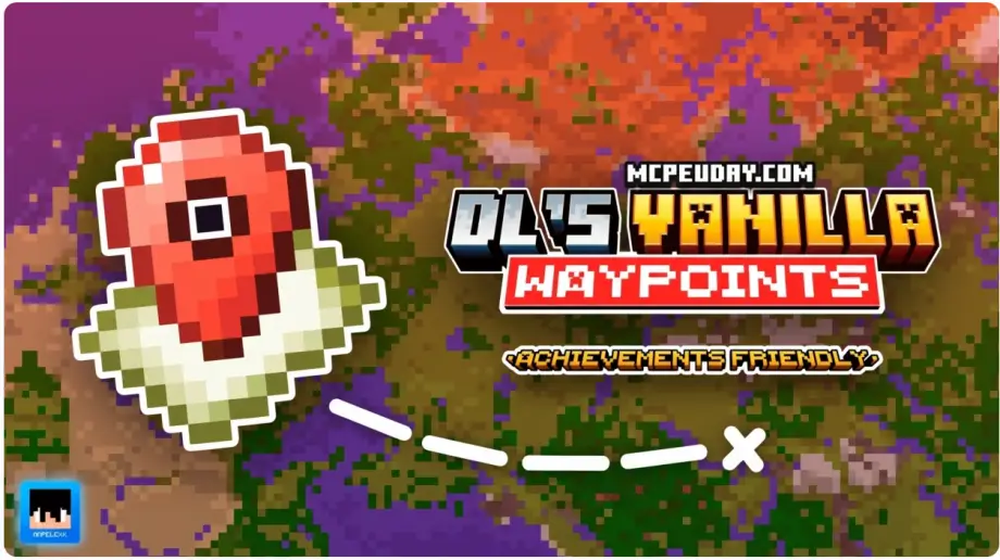 Thumbnail: Vanilla Waypoints Addon (26.x, 1.21) – MCPE/Bedrock Mod