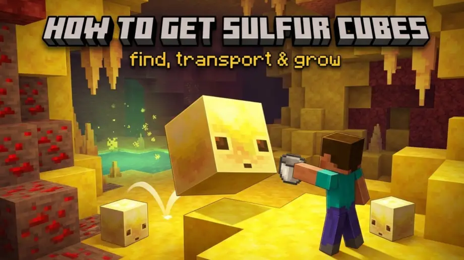Thumbnail: How to Get and Use Sulfur Cubes in Minecraft Bedrock