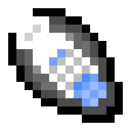 Pixelated tool with blue and white accents