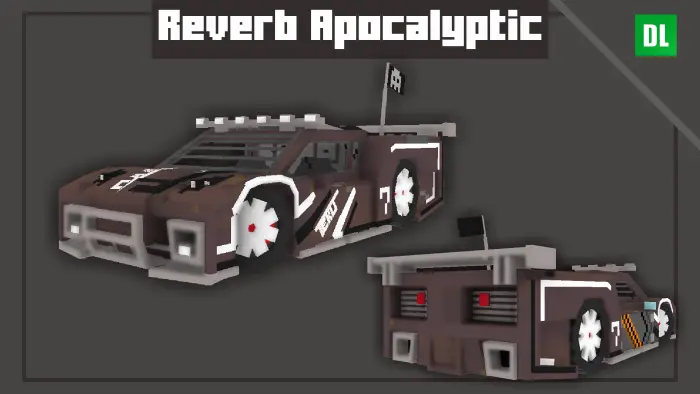 Blocky apocalyptic hot rod car model