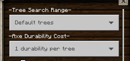 Addon settings tree range and axe durability