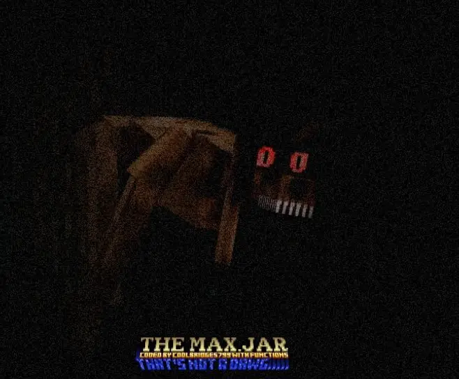 Creepy mob with glowing red eyes in darkness