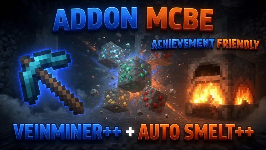 Thumbnail: VeinMiner++ & Auto Smelt++ | Achievement Friendly