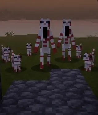 Creepy corrupted cat creatures at dusk