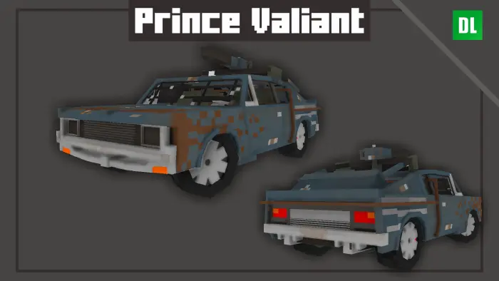 Blocky rusted hot rod car with turret