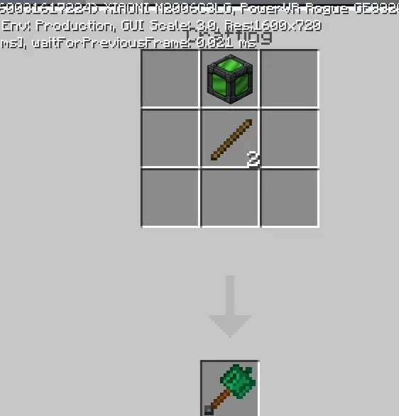 Emerald hammer crafting recipe shown.