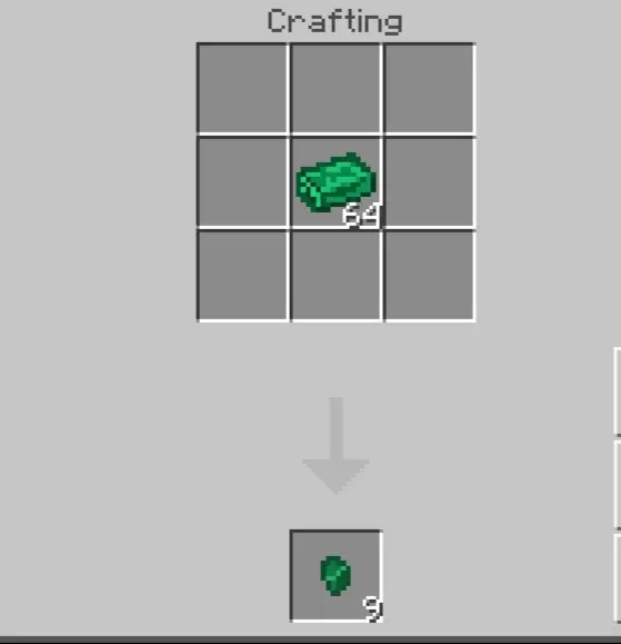 Emerald ingots crafted into emeralds
