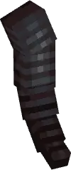 Blocky, striped creature with horns standing
