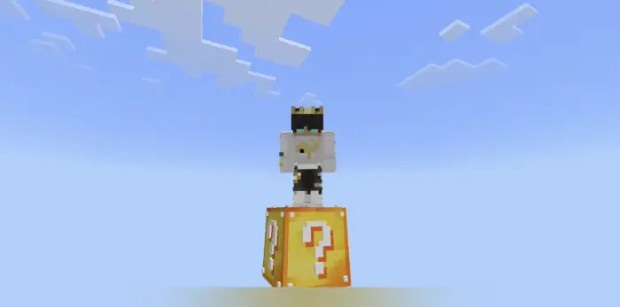 Character stands on a yellow question block.