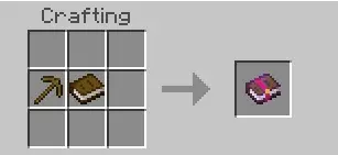 Pickaxe and book crafting enchanted book