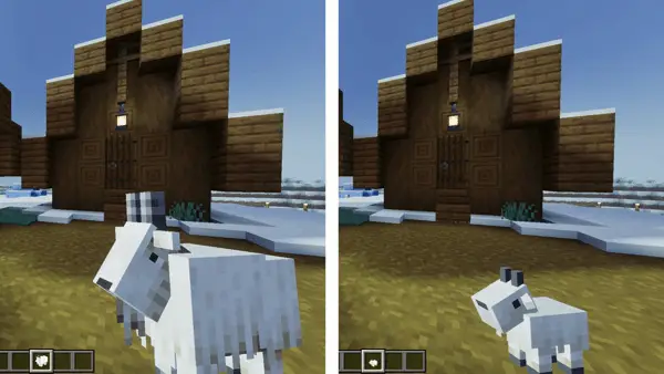 Goat shown before and after itemifying.