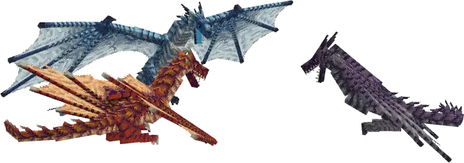 Three elemental dragons fire, ice, lightning