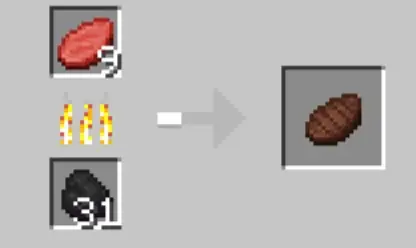 Cooking raw meat into steak using coal