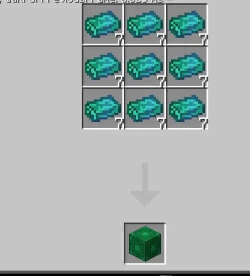 Emerald ingot block crafting recipe