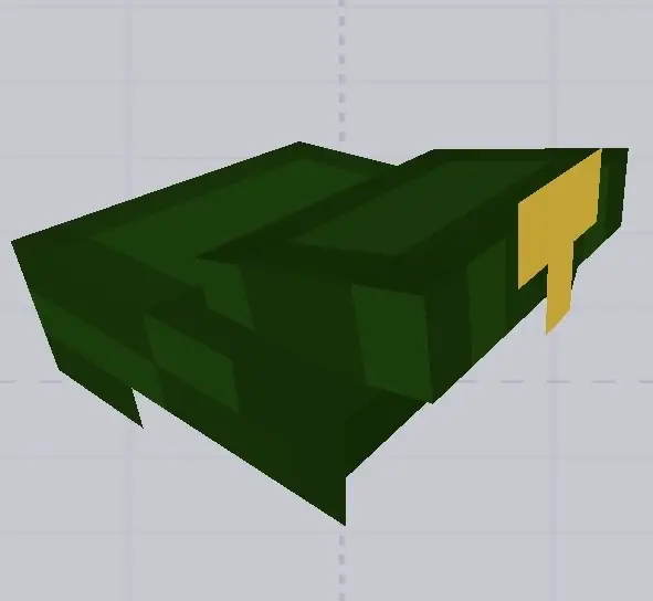 Blocky green army cap with yellow emblem.