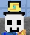 Character wearing a pixelated Toppat Clan hat