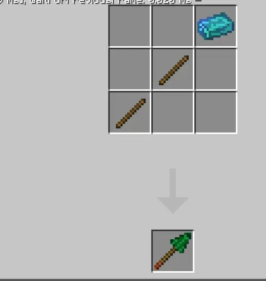 Emerald ingot shovel crafting recipe shown.