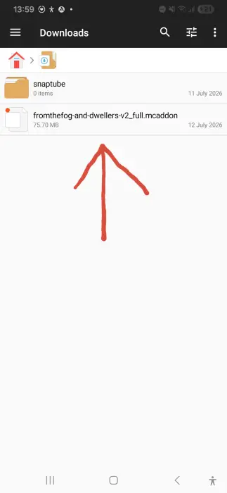 Download folder with addon file highlighted