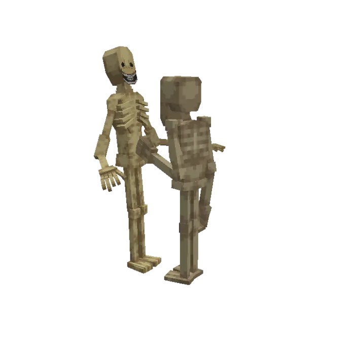 Two blocky skeleton monsters facing each other.