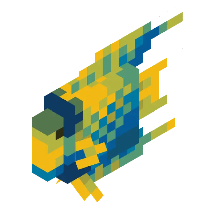 Blocky yellow and blue angelfish sprite