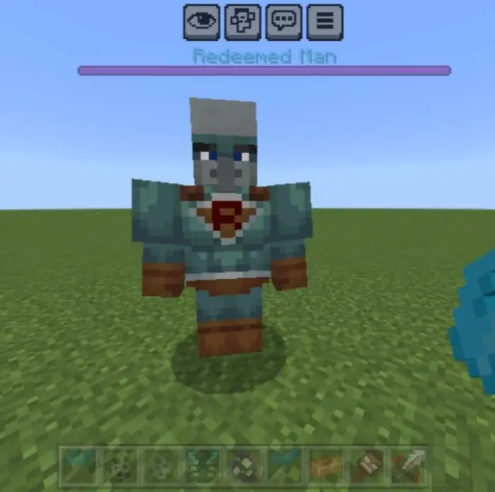 Armored boss mob named Redeemed Man.