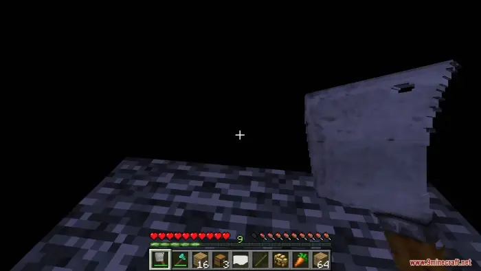 Player stands on dark platform with saw blade