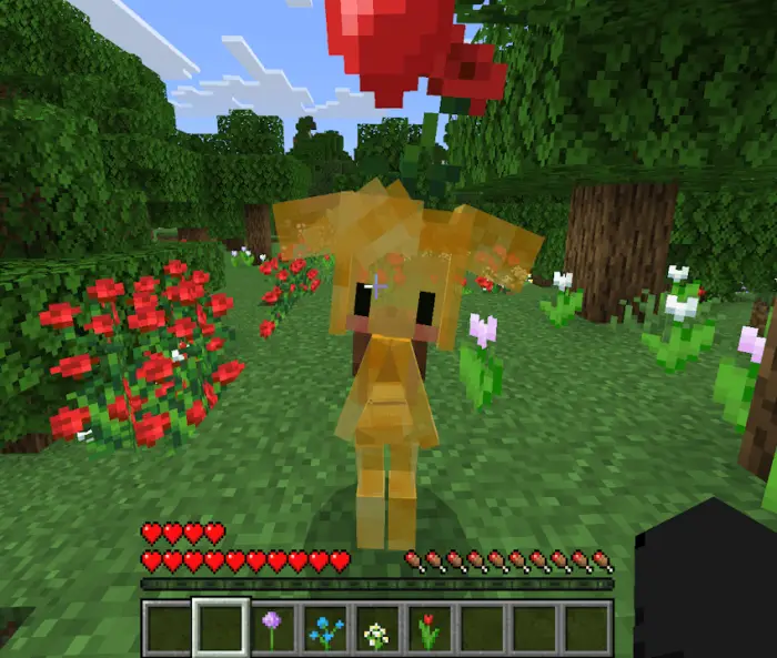 Cute yellow companion creature in a forest