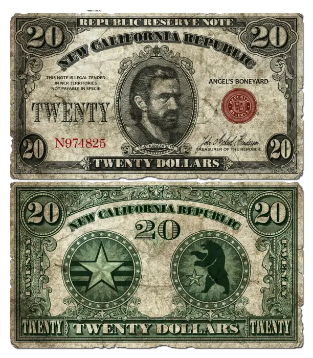 NCR twenty dollar banknote, front and back