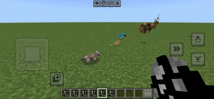 Various new animals spawning on grass field.
