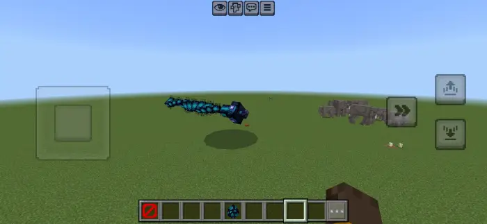Blue serpent mob flying over flat terrain