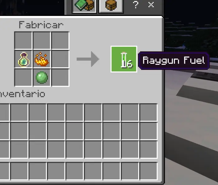 Crafting recipe for Raygun Fuel item.