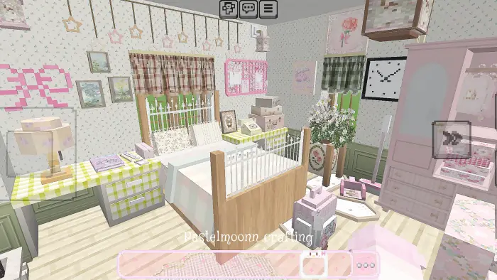 Cozy pastel bedroom with vintage decor items
