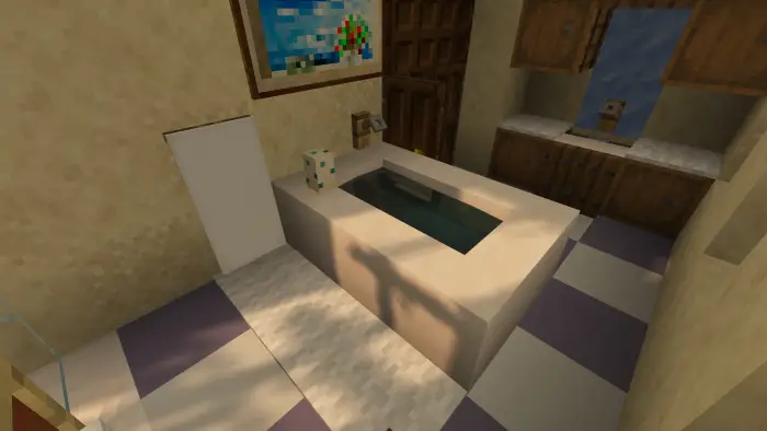 Modern villa bathroom with bathtub and sink