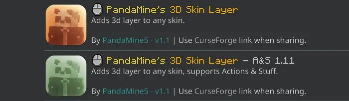 3D layered skins support for all models