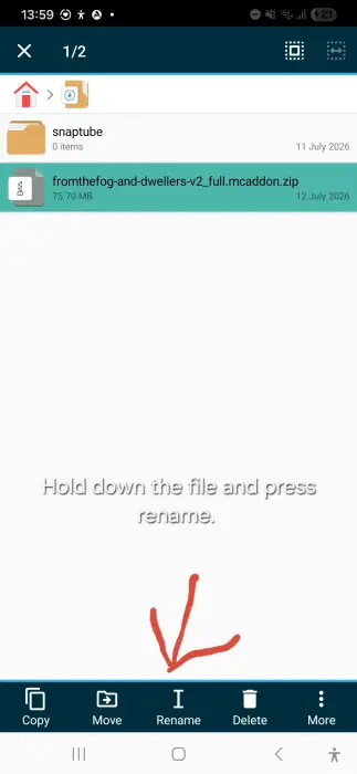 ALT File selected for renaming in file manager