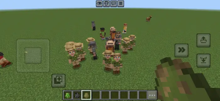Explorers and creatures on grassy plain