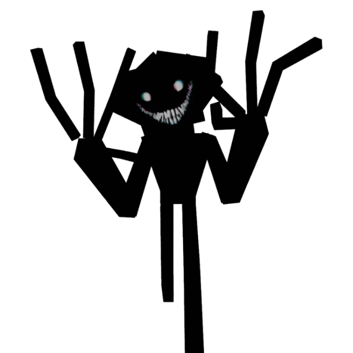 Glowing eyes and sinister smile in darkness.