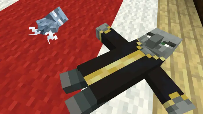 Villager mob lying on the floor after defeat
