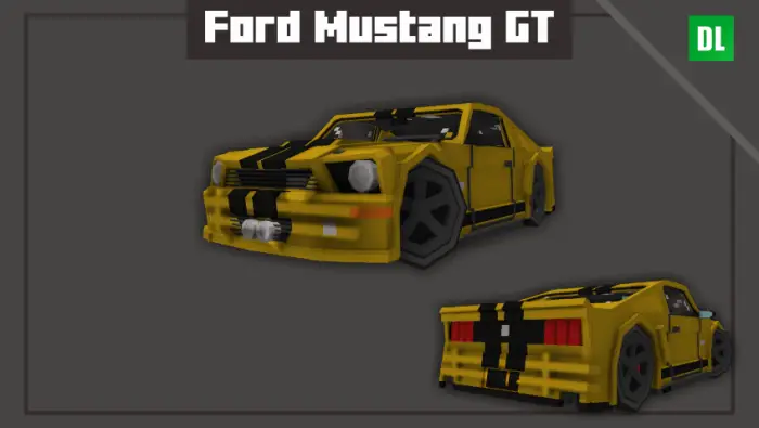 Yellow Ford Mustang GT with black stripes