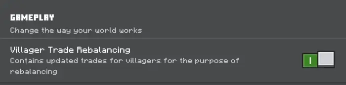 Villager trade rebalance toggle enabled