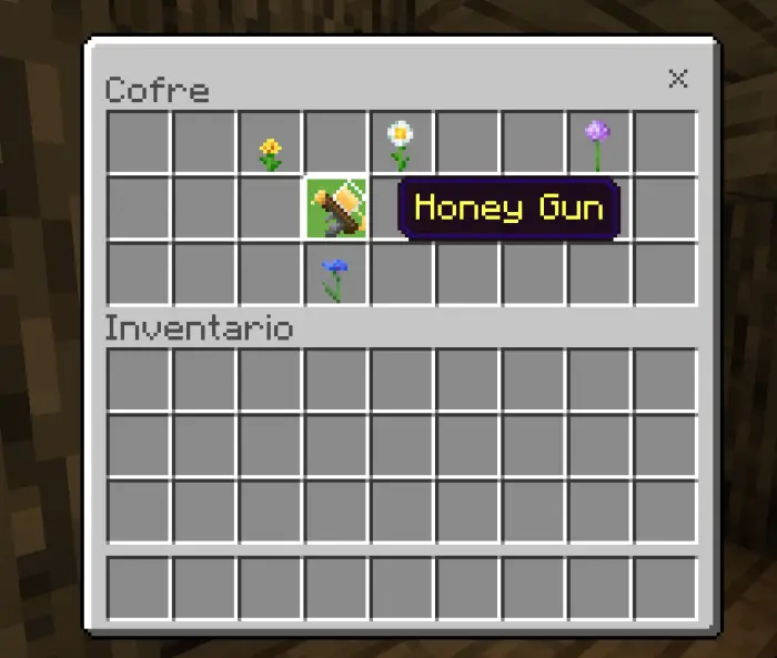 Chest with flowers and a Honey Gun item.