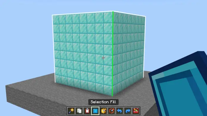 Large blue block selected for editing