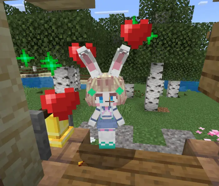 Cute bunny-eared companion with heart effects
