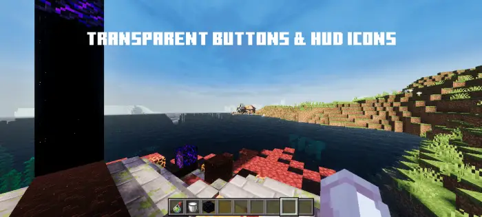 Transparent HUD buttons with scenic landscape