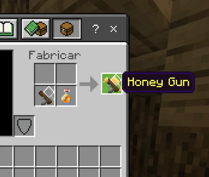 Crafting recipe for a Honey Gun item.